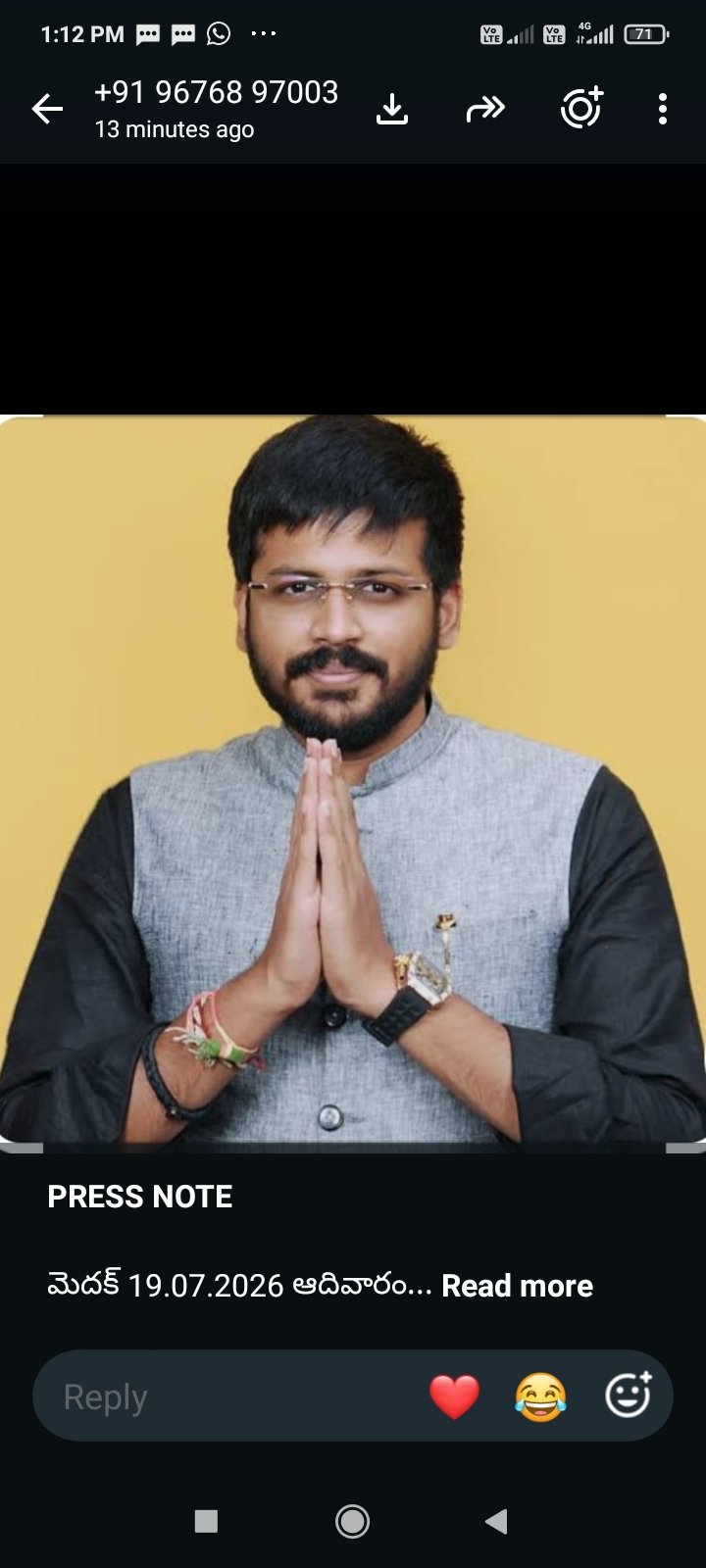   మెదక్ 19.07.2026 ఆదివారం  *SIR కార్యక్రమం మెదక్ నియోజకవర్గంలో 85% డిజిటలైజేషన్ పూర్తి*   మెదక్ నియోజకవర్గ *ఎమ్మెల్యే డాక్టర్ మైనంపల్లి రోహిత్* గారి నాయకత్వంలో *SIR కార్యక్రమం* చాలా బ్రహ్మాండంగా కొనసాగుతోంది. ఇప్పటికే *85% వరకు డిజిటలైజేషన్ పనులు* విజయవం
